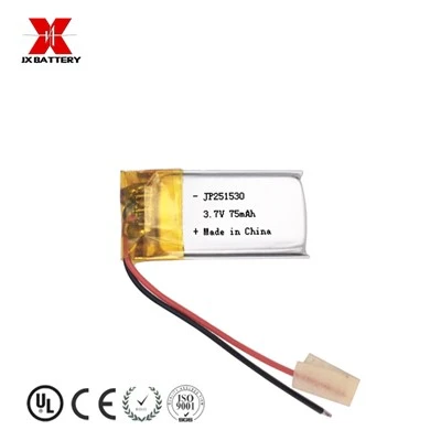 Baterie OEM ODM Lipo JP251530 3.7v 75mah Baterie cu PCB